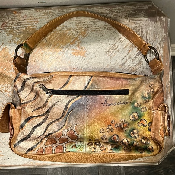 Anuschka Leather Print Artistic Hand painted Shoulder Bag - Picture 7 of 12